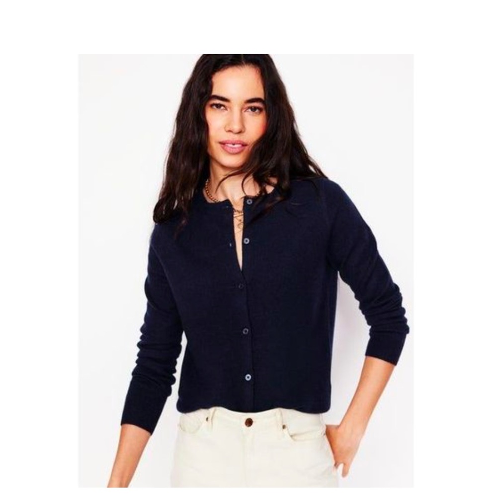 BODEN NAVY CASHMERE CARDIGAN SIZE 2 - Picture 2 of 2